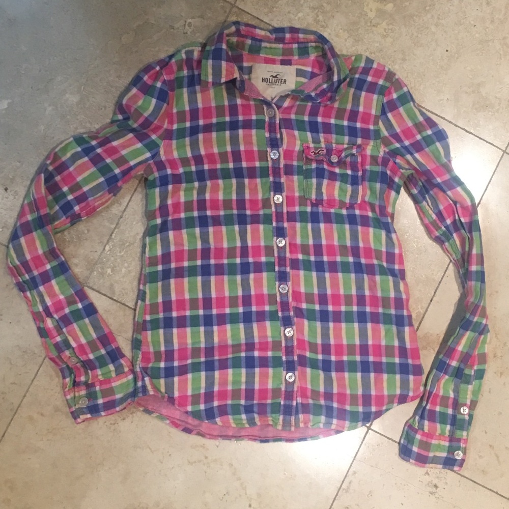 Hollister Co. plaid button down shirt blouse small